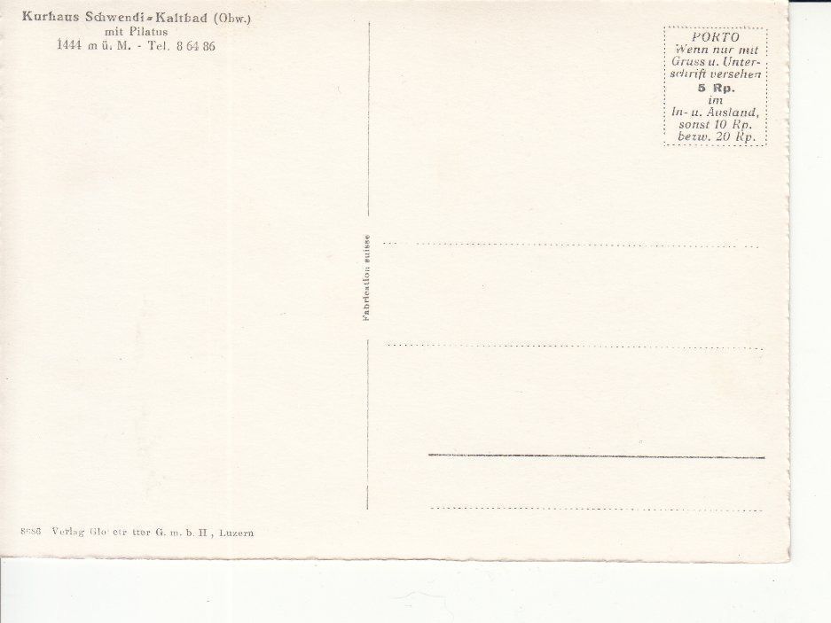 Cartoline postali: Schwendi-Kaltbad ca. 1950 – Usato da Bürglen TG venduto da StampGraf 1