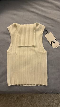 Zara white ribbed crop top - brand new - M 