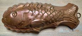 Antike Backform Fisch Kupfer 30 cm