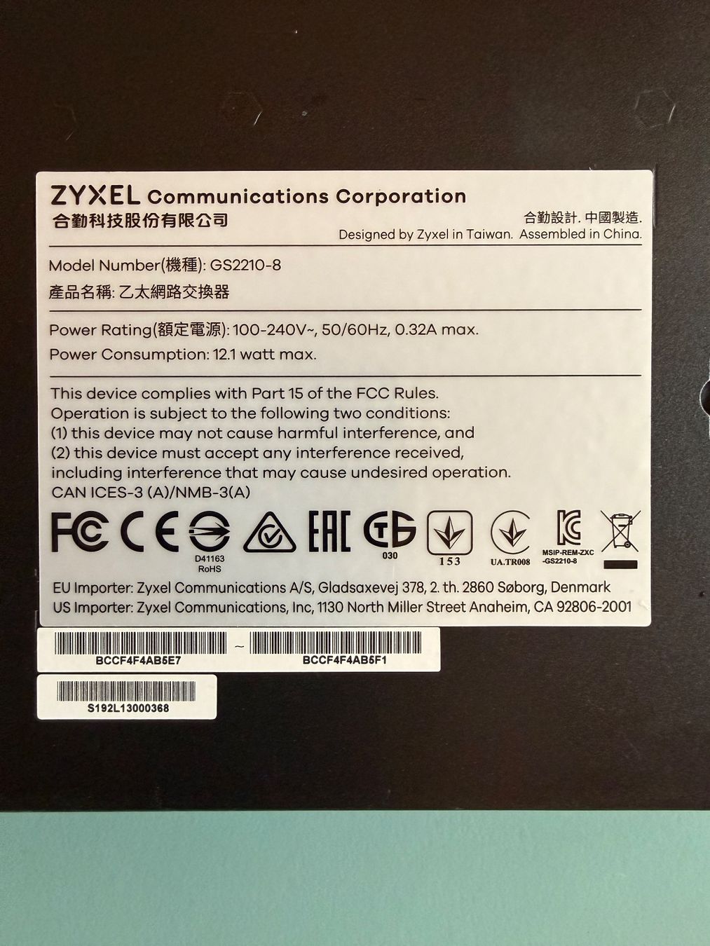 Zyxel Hub & Switch: ZYXEL Switch - GS2210-8 – Usato da Untervaz venduto da Tampomas 2