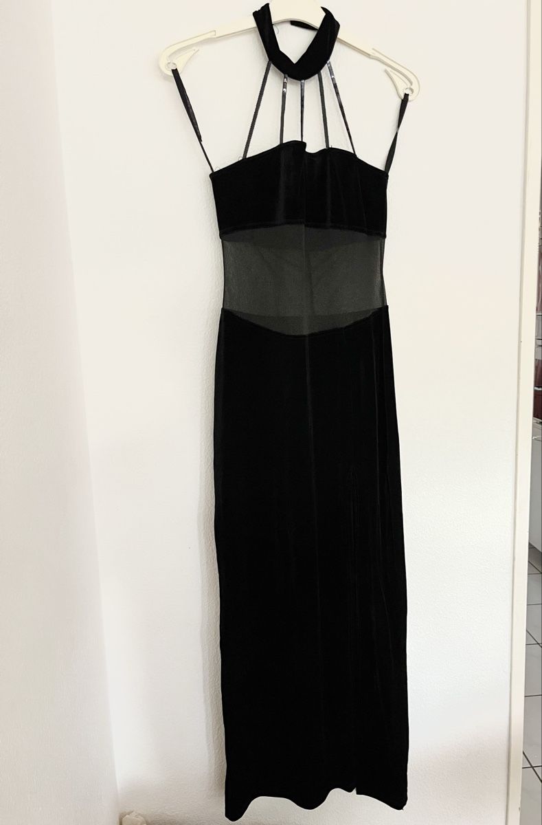 Tally Weijl Vestiti: Exklusives Schwarzes Samtkleid mit Netz-Einsatz - Grösse S – Usato da Basel venduto da JJ.Elena