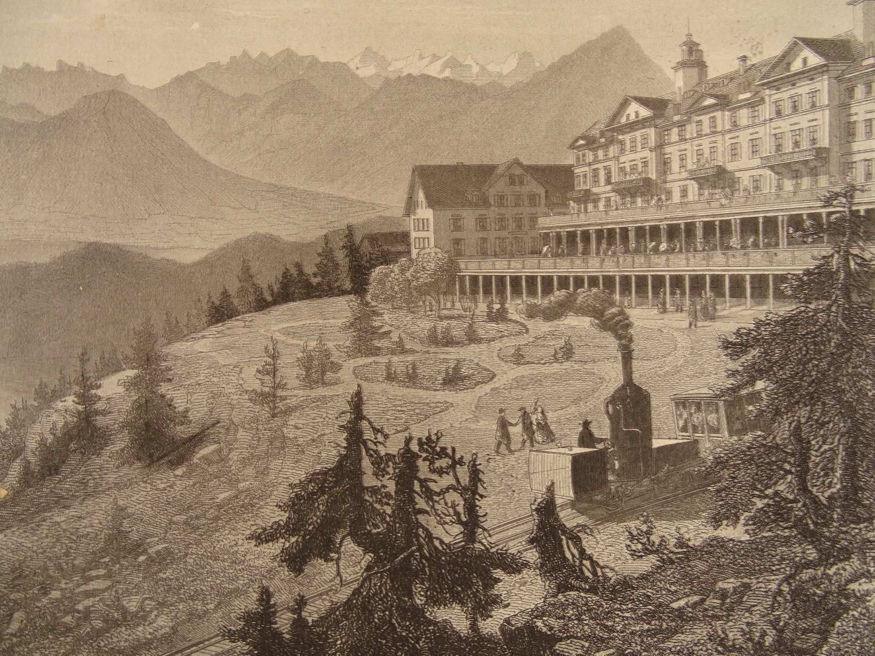 Stiche: KALT-BAD RIGI, STAHLSTICH UM 1875 – Gebraucht aus Grüningen von Kartensammler 2