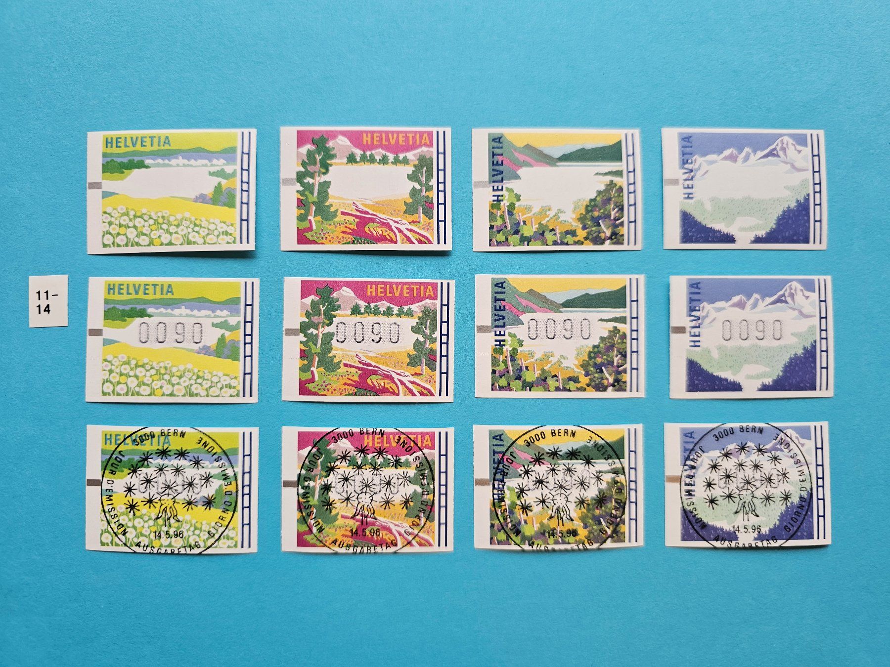 Alle Briefmarken: ATM  1996, Typ 11-14, Satz – Gebraucht aus Leimbach AG von jaja79