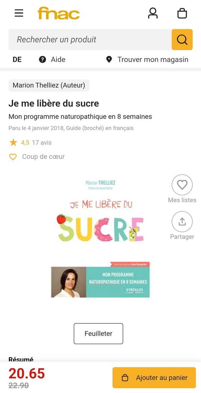 Libri: Je Me Libère Du Sucre Mon Programme Naturopathique En 8 Sema – Usato da Montreux venduto da Edelweissgirl_64 1