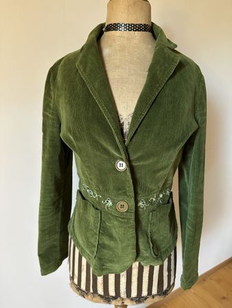 Hai Lan Blazer Grösse M Kord grün bestickt 