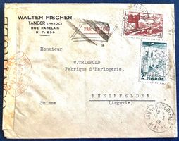 1942 Marokko Flugpost Zensur Brief / Tanger - Rheinfelden