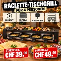 Raclette-Tischgrill für 4 Personen mit Grillplatte