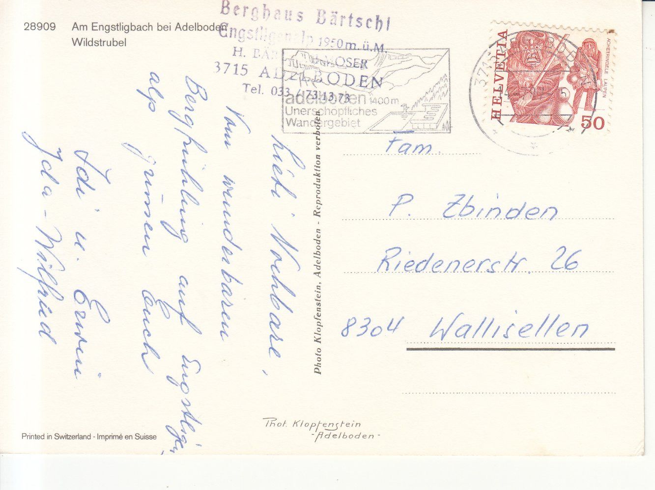 Cartoline postali: Engstligbach 1987 – Usato da Bürglen TG venduto da StampGraf 1