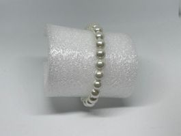Bracciale Elastico con Perle Sintetiche Bianche