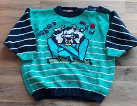 Kinder Strick Pullover mit Kuhmotiv, Grösse 86/92