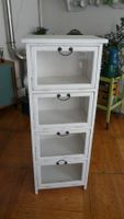 hübsche kleine Vitrine Holz weiss shabby chic mit 4 Klappen