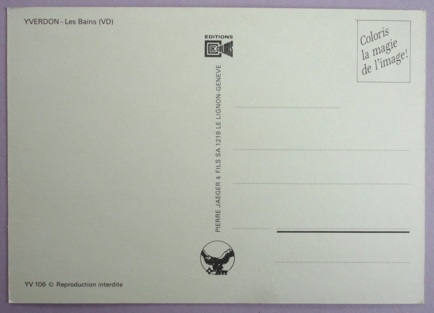 Cartes postales: Yverdon - Les Bains – D'occasion à Fétigny par Billy2miny 1