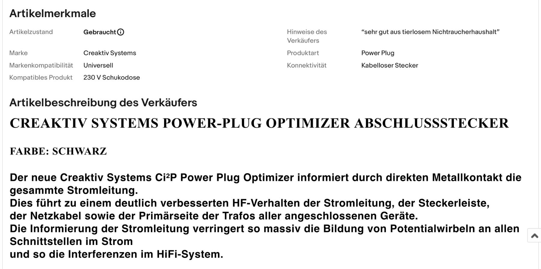 Spine: Creaktiv Power Plug * Abschlussstecker – Usato da herzogenbuchsee venduto da HIFIANER 4