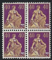 SBK 107 x 4, ROSALILA Type 1, VIERERBLOCK **, SEHR FRISCH