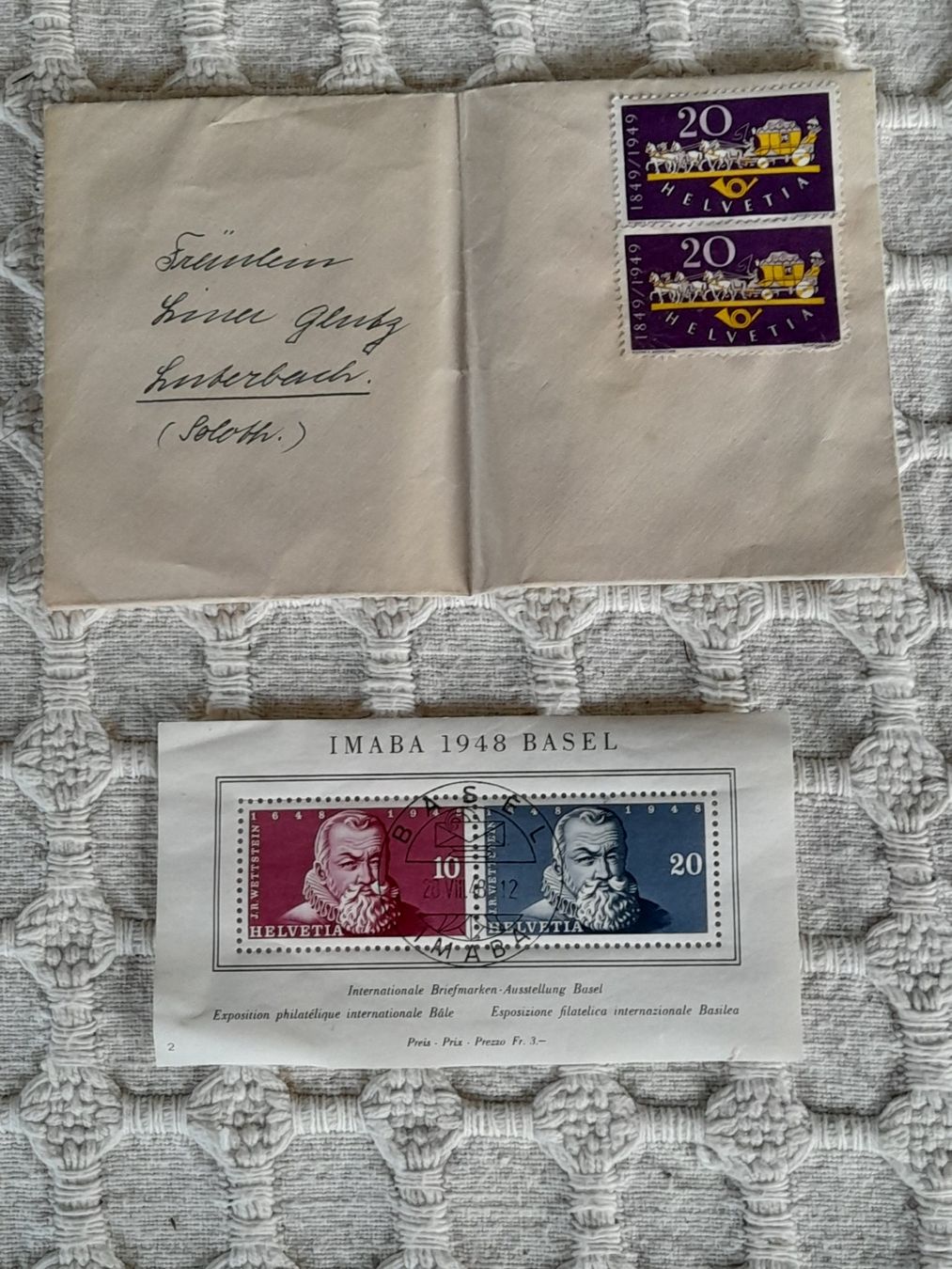 Alle Briefmarken: IMABA 1948 Basel + .... – Gebraucht aus Thun von Treff.....e