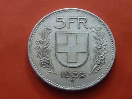 5 Fr.  1939  .  ungereinigt  -