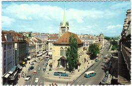 AK Lausanne, Eglise et Place de St. Francois, gelaufen 1960