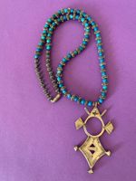 Afrikanisches Amulett mit Türkisen  (silber)