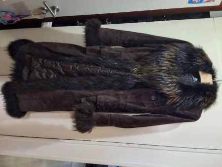 Manteau femme Alberto Biani marron taille 38 avec fourrure
