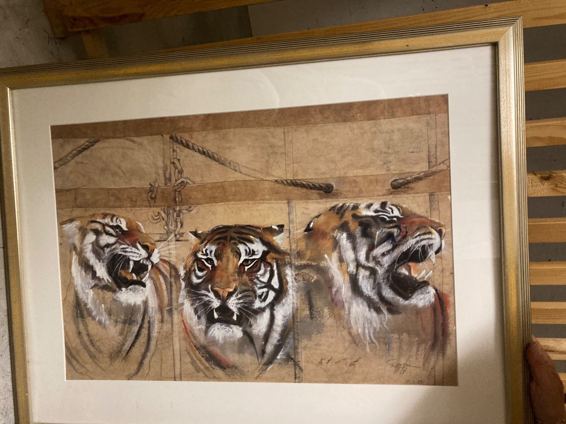 Poster & Bilder: Rolf Knie Bild - 3 Tiger gerahmt – Gebraucht aus Luzern von Flamingo33 1