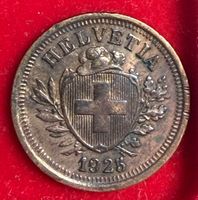 Schweizer 1 Rappen Münze Helvetia Jahrgang 1925 gebraucht