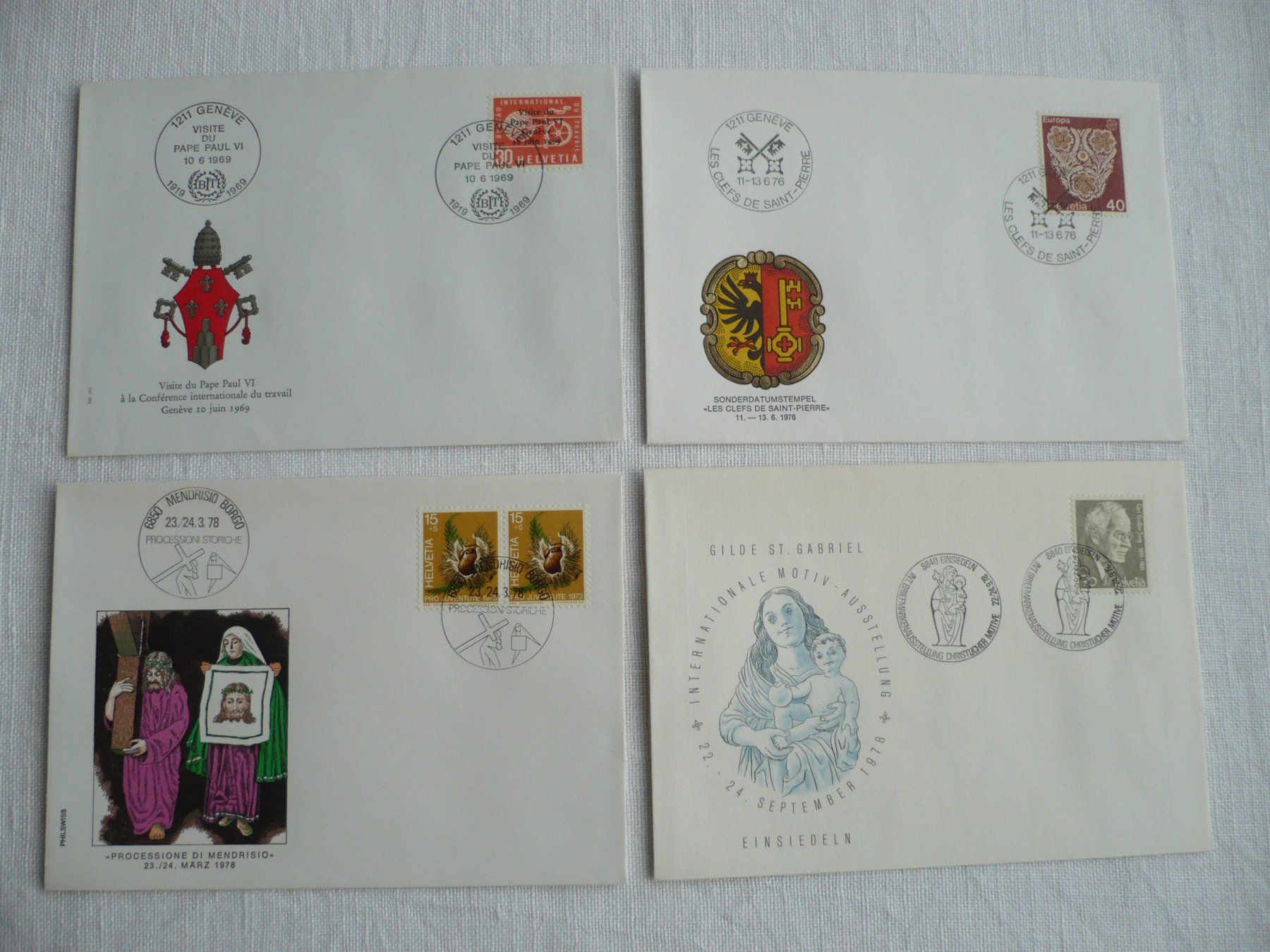 Alle Briefmarken: 1969 - 78 4 kirchliche Belege – Gebraucht aus Zürich von saltandpepper008