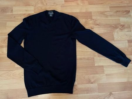 Strick Pullover, blau, mit V-Ausschnitt, Grösse XS