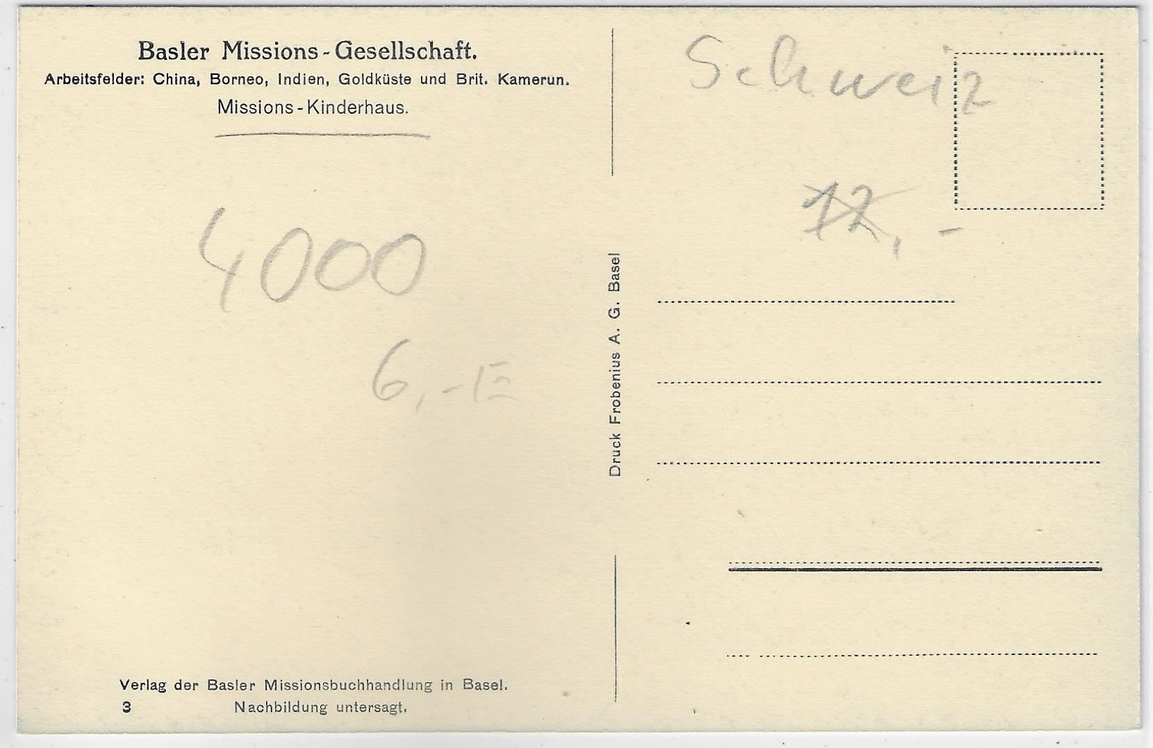 Cartoline postali: Basler Missions-Gesellschaft - Missions- – Usato da Ettingen venduto da Kartenplanet 1