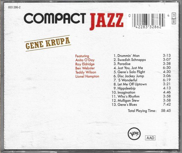 CDs: Gene Krupa COMPACT JAZZ Ben Webster Roy Eldridge Al Cohn CD – D'occasion à Kandergrund par Sososo 1