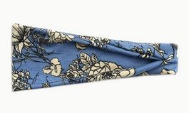 HAARBAND IM BOHO STIL, BLAU MIT BLÜTEN  NEU+OVP