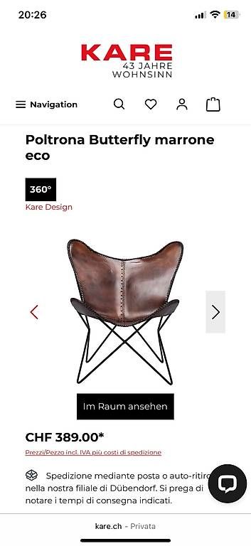 Poltrone: Poltrona Butterfly design KARE – Usato da Locarno venduto da Pasky98 3
