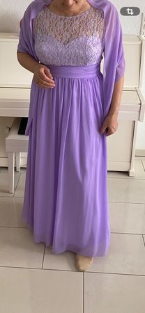 Sommerliches, lila Abendkleid mit Stola, Grösse 42