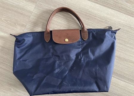 Longchamp Le Pliage Tasche dunkelblau Leder guter Zustand