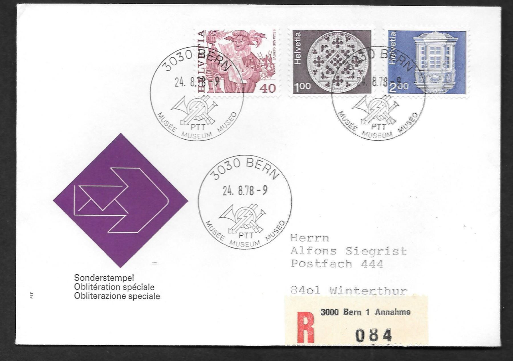Tutti i francobolli: R-FDC Serie 609 - 611 ET Bern 24.8.1978 – Nuovo (secondo la descrizione) da Olten venduto da clotaldi