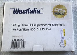 WESTFALIA 170TLG. TITAN HSS SPIRALBOHRER SORTIMENT NEU