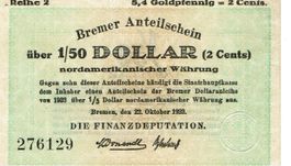Bremen 8.4 Goldpfennig Reihe 2 22.10.1923 VZ+-VZ++
