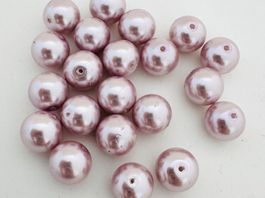 21 x Glaswachsperlen lila 11-12mm, Schmuckperlen