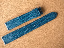 Teju Grain Leder Uhrenband blau 16mm NOS Eidechse-Prägung
