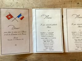 Antike Menu-Karte, 1. Weltkrieg Elsass an Frankreich Judaika