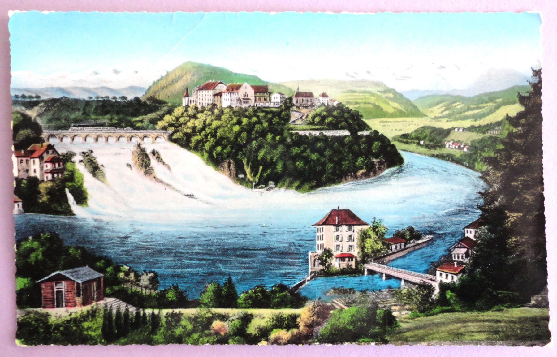 Cartoline postali: Rheinfall und die Alpen – Difettoso da Fétigny venduto da Billy2miny