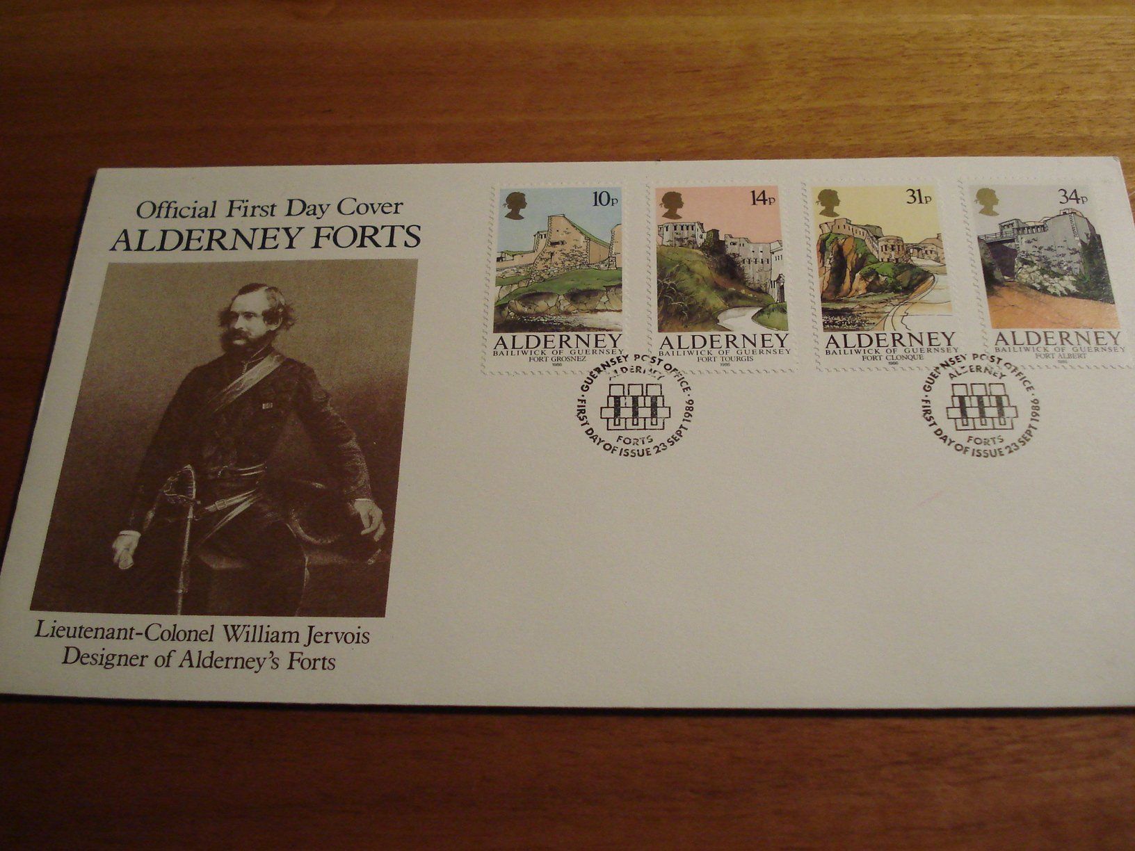Tutti i francobolli: Alderney FDC 1986, Satz Alderney Forts – Usato da Niederwil AG venduto da morostahu