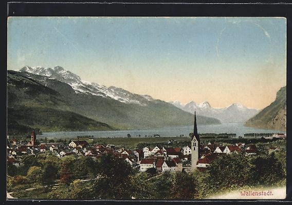 Cartoline postali: AK Wallenstadt, Teilansicht, 1910 – Usato da Berlin venduto da bartko-reher