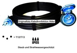 20m Qualitäts Gummi-Verlängerungskabel T13 IP55 für Aussen