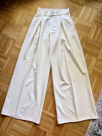 Schicke weisse weite Palazzo-Hose Grösse S Sommerhose 48 Zei