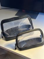 Kosmetiktaschen Set, Schwarz, durchsichtig, Zwei Stück