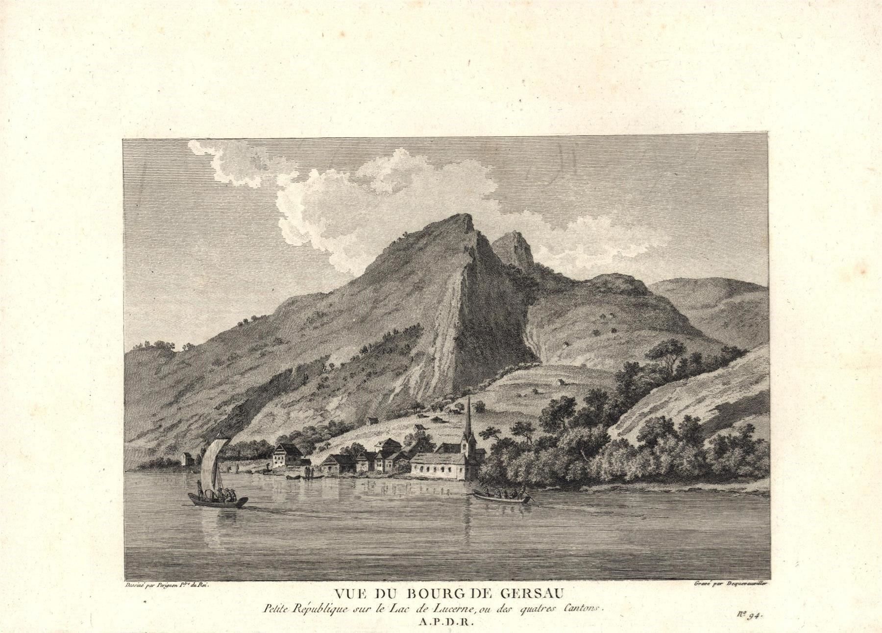 Incisioni: Gersau  Originalkupferstich 1780 – Usato da Rafz venduto da Helvet32