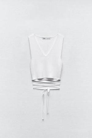 NEW - ZARA White Crop Top With Cords NP: 35.-