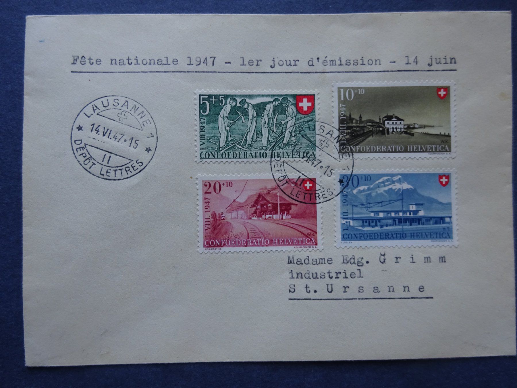 Tutti i francobolli: 1947 Pro Patria FDC – Usato da Appenzell-Steinegg venduto da adi1975