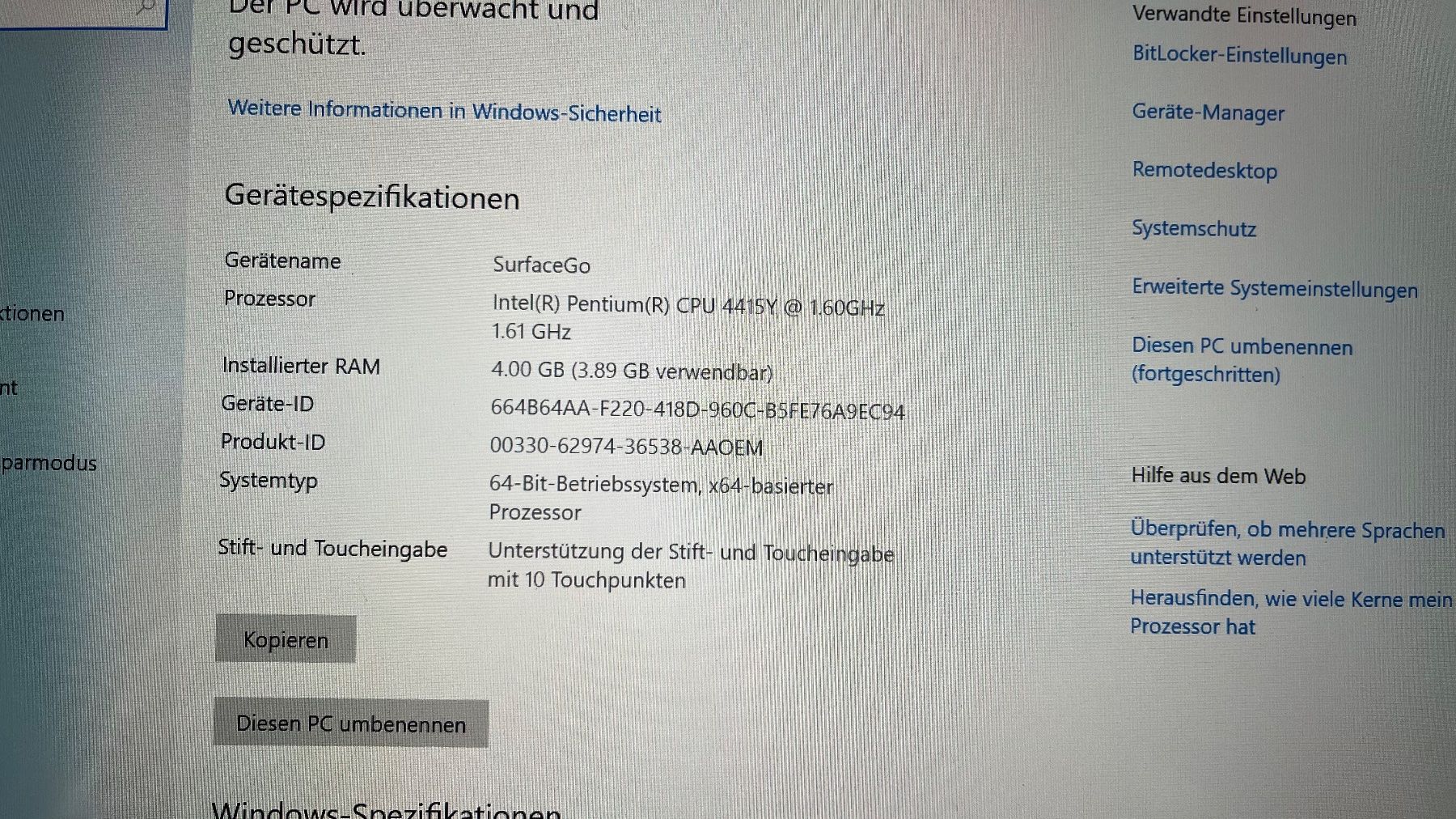 Microsoft Notebook: Microsoft Surface Go 1824 4Gb / 64Gb – Difettoso da Losone venduto da Pmpm 4