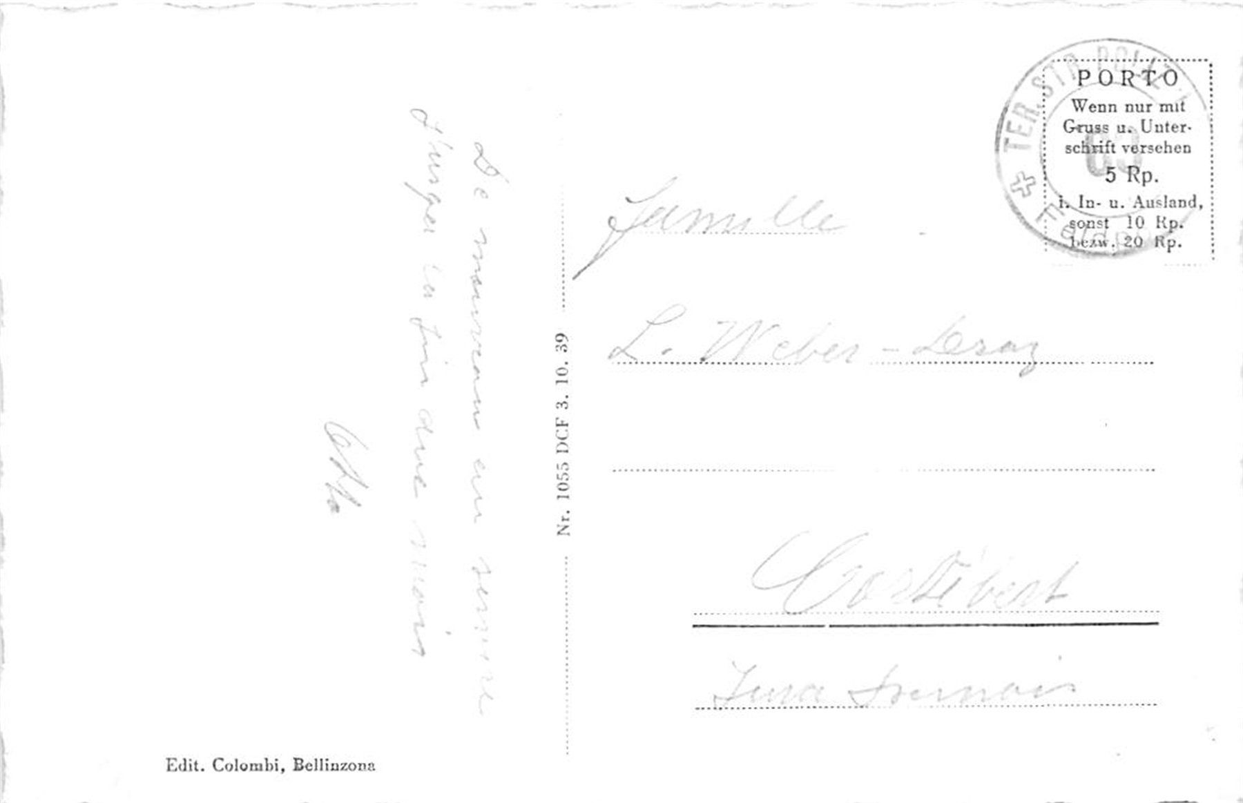Ansichtskarten: Bellinzona, Sud – Gebraucht aus Ottikon b.Kemptth. von Neptun1974 1